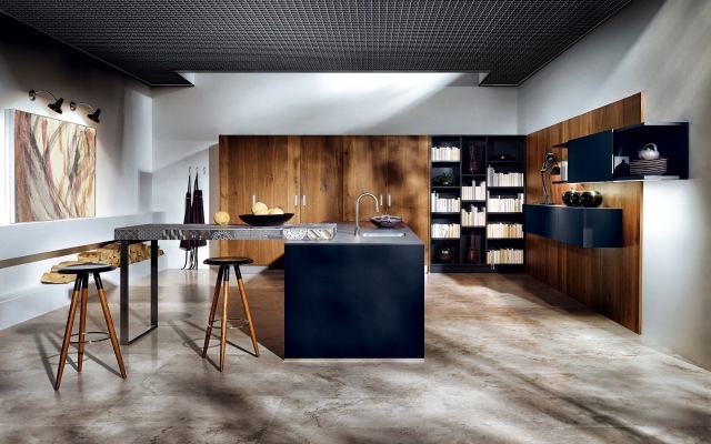 next125 kuchynský dizajn drevená dyha úložný priestor police skrinky ostrov