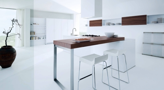 kuchynský dizajn ostrovček biele drevo tmavý pult NX800
