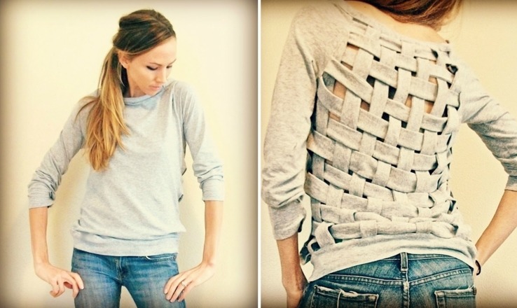 Vyrobte si vlastnú blúzku s prúteným chrbtom Šitie-začiatočník-refashion-blúzka-bez chrbta-prútená práca