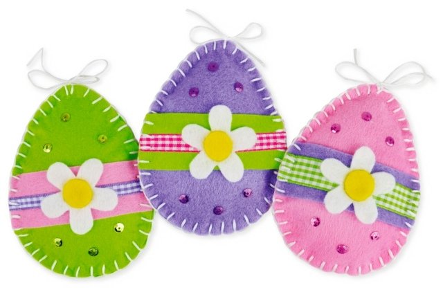 Oslávte veľkonočné filcové ozdoby sami Veľkonočné vajíčka kamienky vzor sedmokrásky