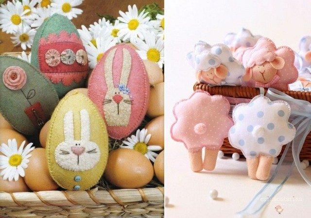 Veľkonočné ovečky Veľkonočný zajačik plstené sedmokrásky