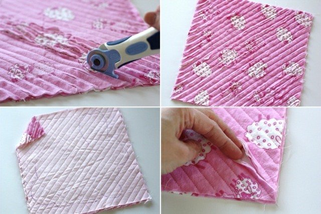 Šitie vankúša z remeselnej látky ružovej farby