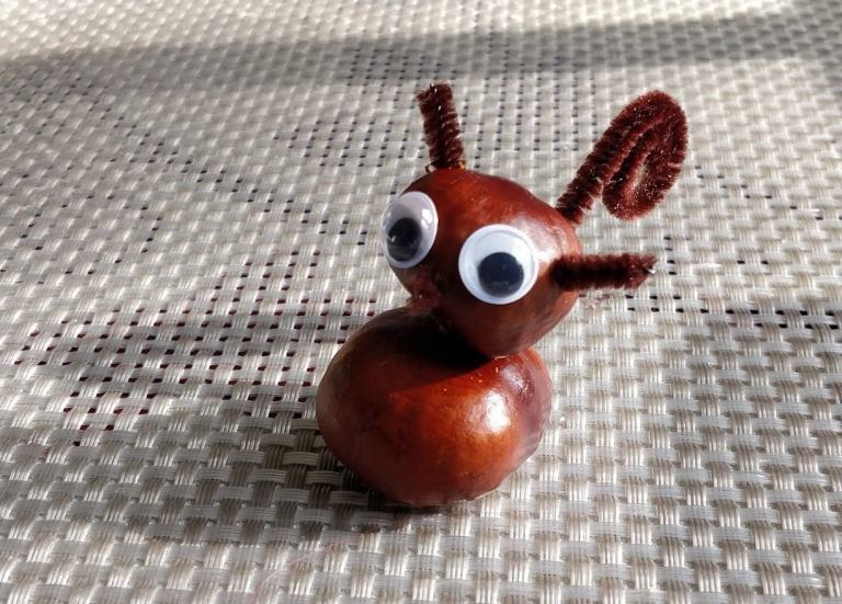 Veverička ladiaca s mottom jesene so stočeným chvostom