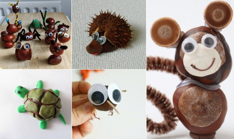 Vyrábajte gaštanové zvieratá - nápady pre ježkov, opice, komáre, korytnačky a ďalšie