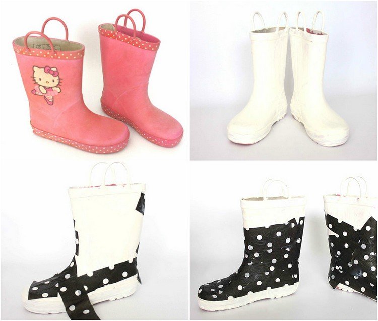 Premeňte staré detské gumáky na mikulášske čižmy Tinker with Santa Claus boots old-gum-boots-paint-spice it up-dab with lepiacou páskou