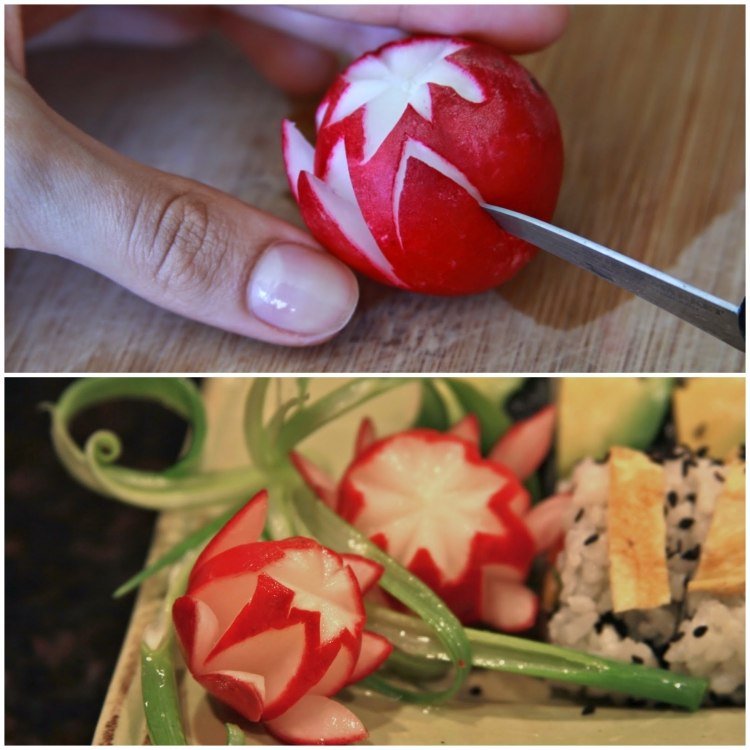 zeleninová rezba-návod-reďkovka-kvety-šalát-dekorácia