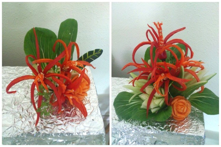 zeleninová rezba-červená-paprika-kvetinová úprava