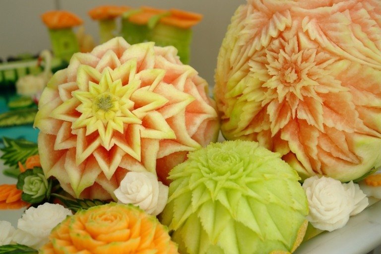 ovocie a zelenina rezba melón myšlienka kvetinové motívy umenie