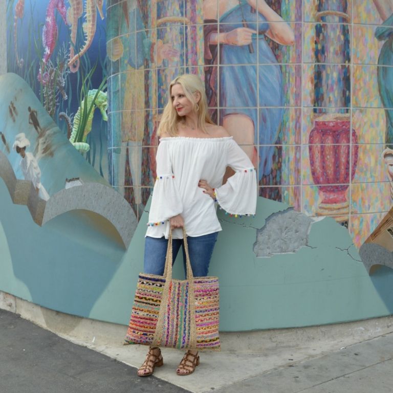 Džínsová pletená taška z blúzky cez rameno