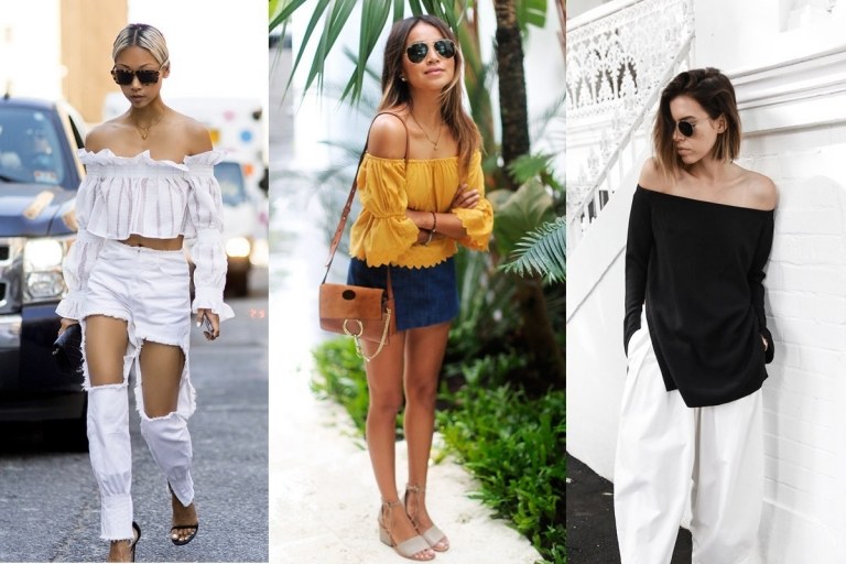 Off rameno blúzka nápady štýl nohavice sukne