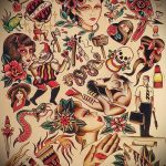 old school tetoválás vázlatok a lábán 10