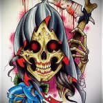 old school koponya tetoválás vázlatok 5