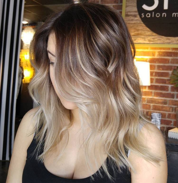 Ombre blond hnedá melíruje melír
