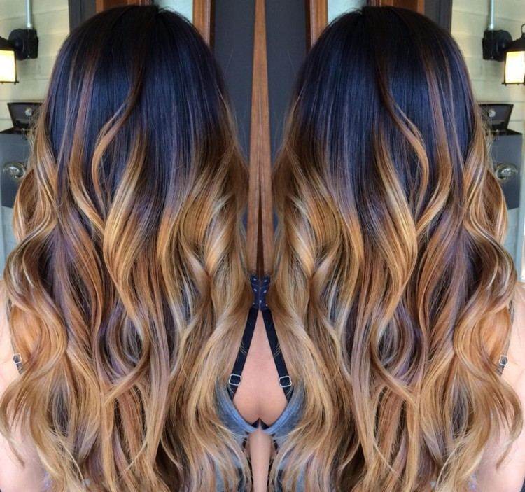 ombre-blond-čierno-hnedé-melír-ombre-look