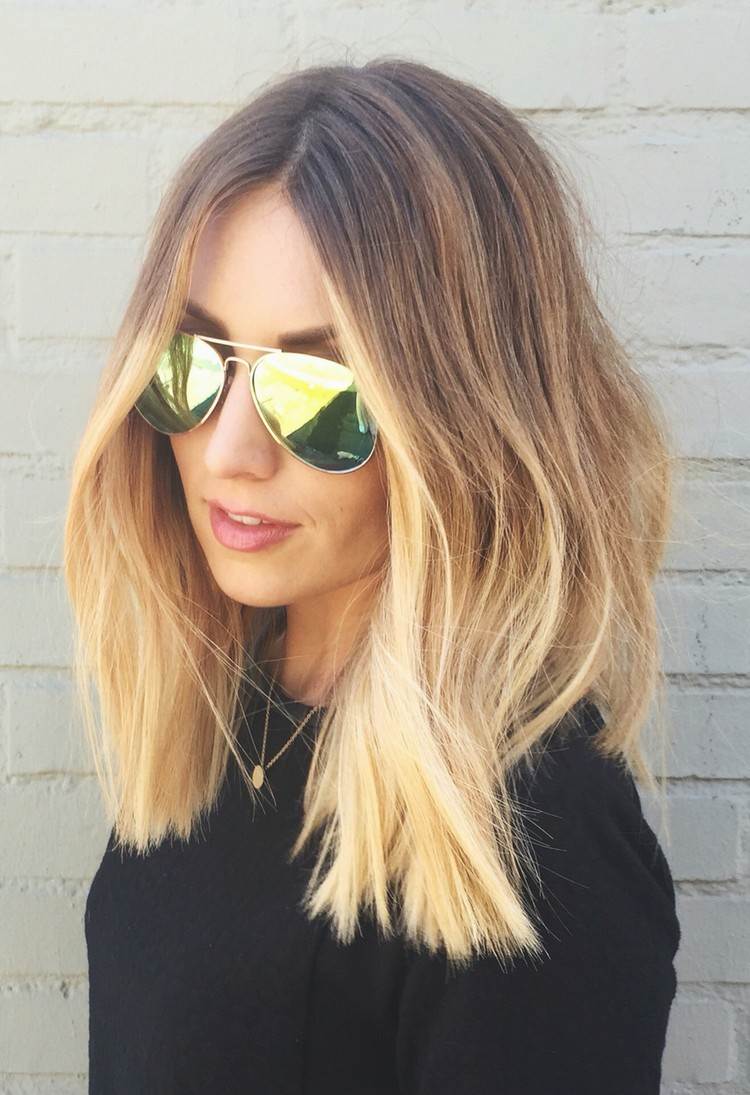 ombre-blond-stredne dlhé vlasy-balayage-technika