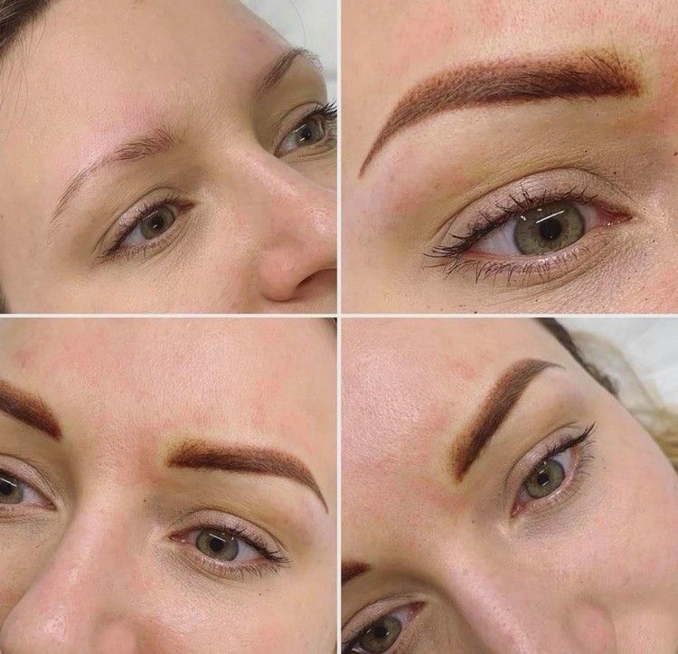 Ombre púderové obočie pred po starostlivosti o obočie