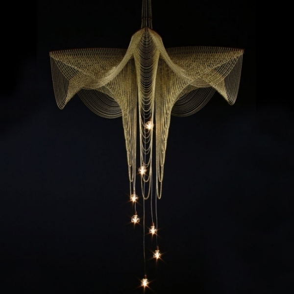 fuscia model vŕbový luster dizajnový oceľový luster