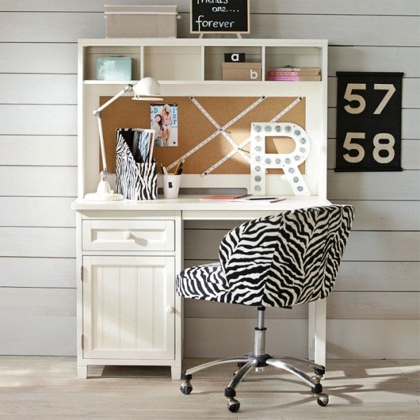 Detský písací stôl nástenka biela zebra