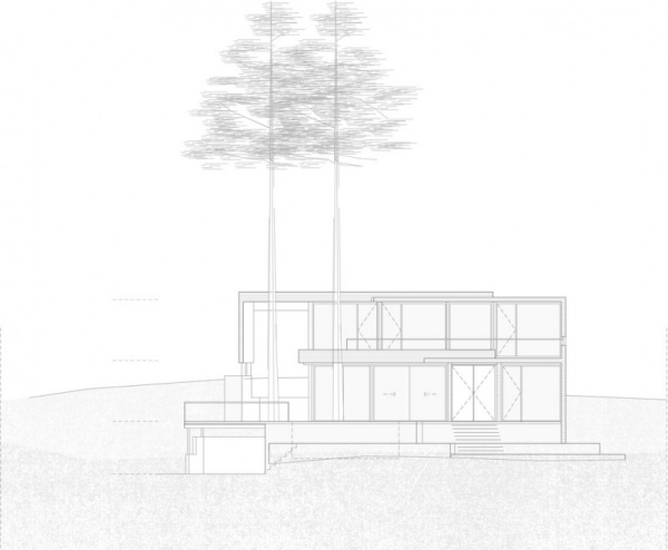 Fresno domový les Felix Raspall Federico Papandrea skica Fresno prázdninový dom les Felix Raspall Federico Papandrea skica