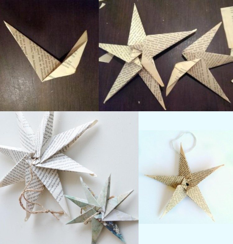 Efektívne dekoratívne hviezdy si z novinového papiera zložte sami origami-vianočné-hviezdičky-skladacie-pokyny-cik-cak-drotár-skladacie-kreatívne