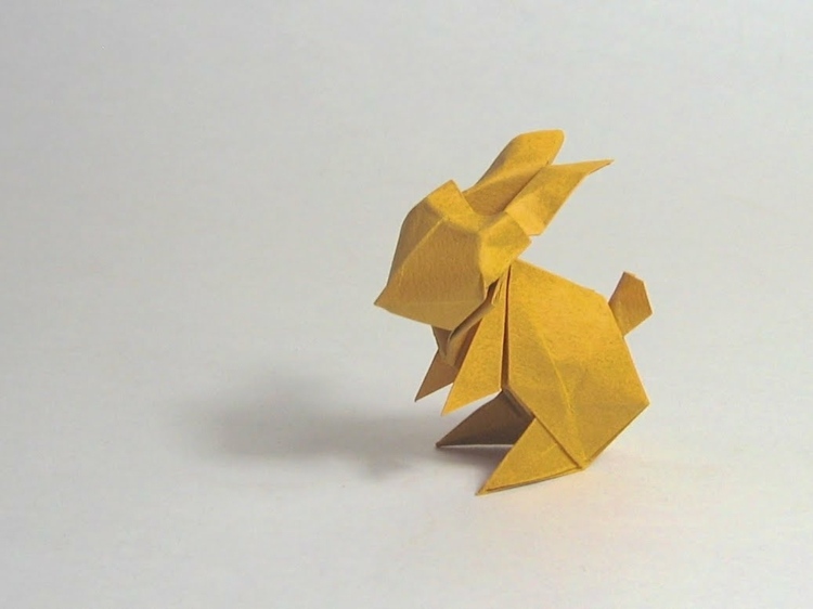 zajačik origami sediaci chvost dizajn nápad žltá farba