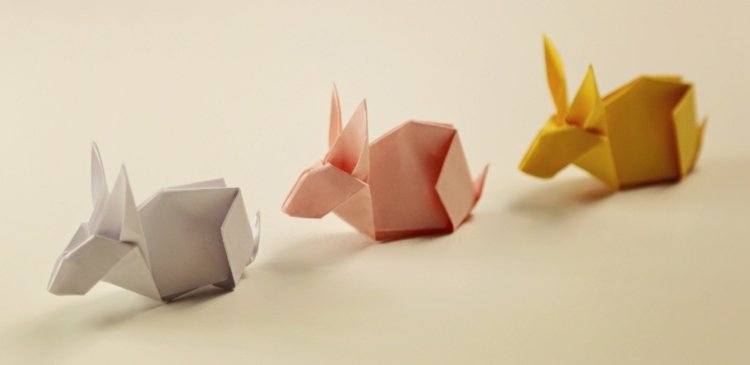 králik origami skupina žltá ružová šedá nápad hrať detské postavy