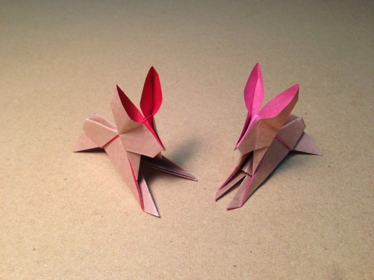 zajačik origami jumping nápad ružový papierik