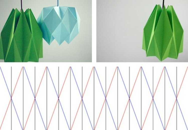 lampa-origami zelená predĺžený dizajn skladací návod