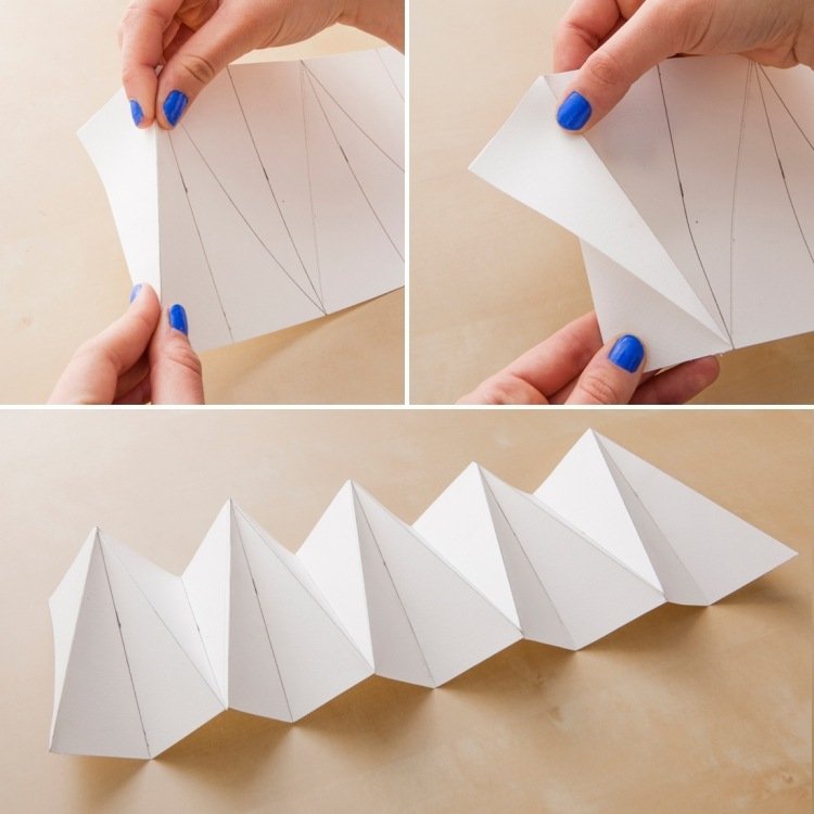 zložte v vyznačených bodoch - výsledkom je druh okrasnej harmoniky origami-lampa-diy-návod-papier-kartón-sklad-linka-biela-urob si sám
