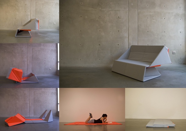 skladacia hojdacia pohovka z origami nábytku