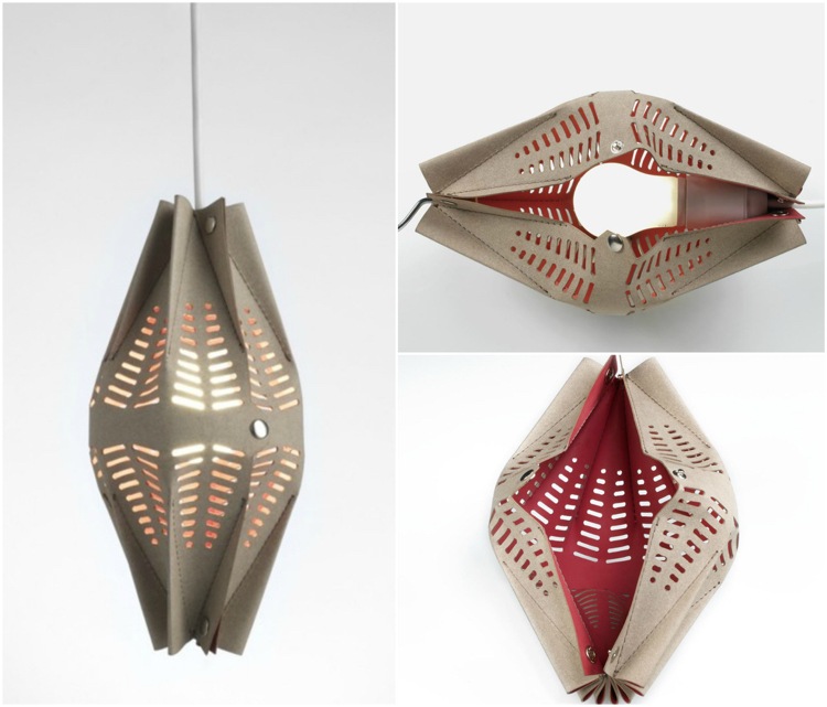origami-lampa-koža-záhyby