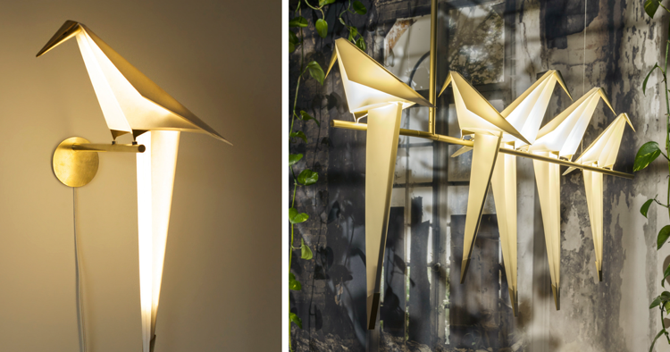origami-lampa-vták-nástenná-závesná-lampa-mosadz