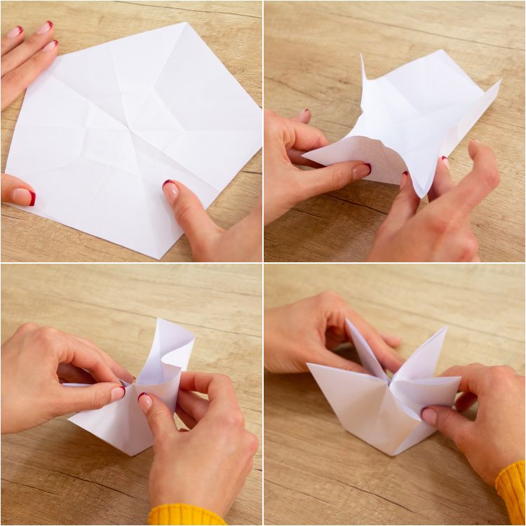 origami hviezdy drotár vianočné hviezdy si zložte biely list papiera päťuholníka