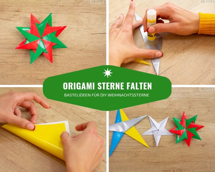 origami hviezda skladanie vianočných remesiel nápady skladacie pokyny deti drotár