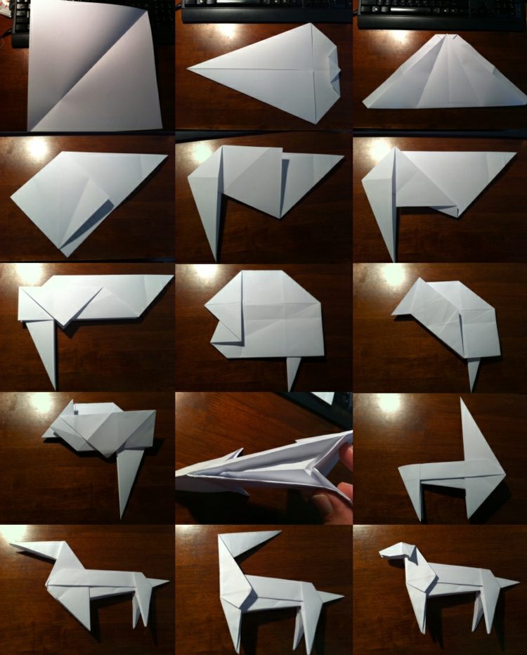 origami zvieratá drotár jazvečíka papier skladací nápad