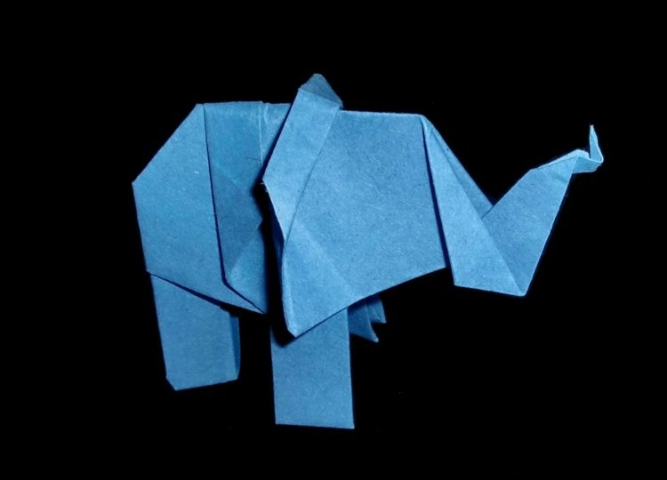 origami zvieratá drotár modrý slon chobot