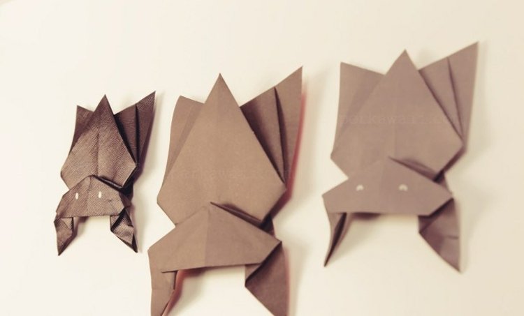 drotár origami zvieratá netopiere halloween dekorácia
