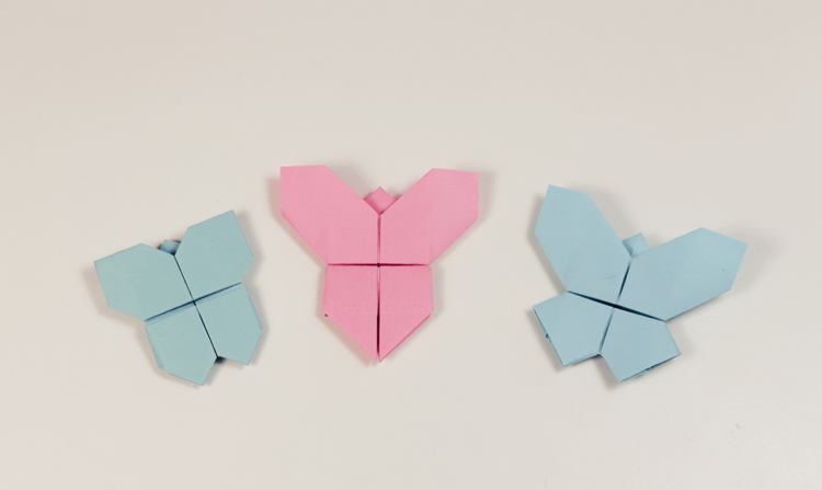 drotár origami zvieratá nápad motýle ružový svetlo modrý pastel