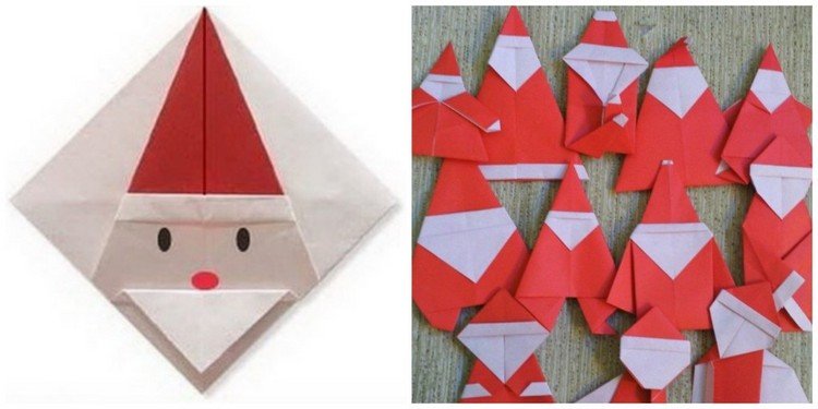 Santa Claus si vyrobí origami sám Origami Santa Claus skladá vianoce Santa Claus-červeno-biele