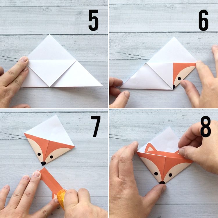 Origami pre deti Vianočná líška záložka návod na skladanie