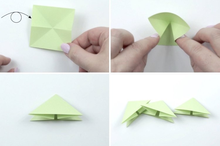 Origami pre deti Vianočná vianočná pohľadnica s vianočným stromčekom urobte trojrozmerné sami Pokyny 2
