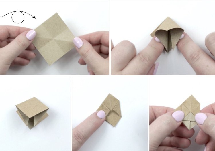 Origami vianočné detské skladacie jedle Pokyny 4