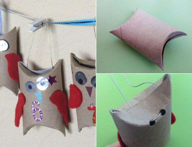 Jednoduchý návod na sovy na plnenie z roliek toaletného papiera a plsti