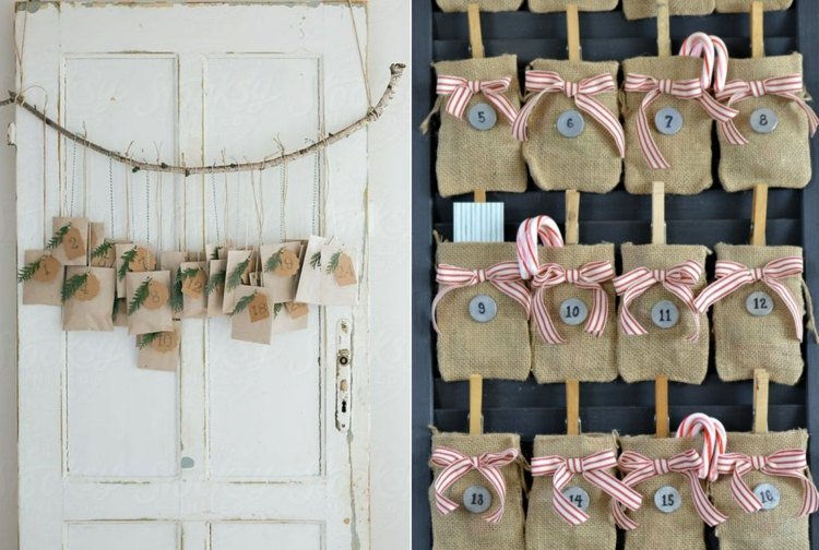 Vytvorte si vlastný adventný kalendár s balíčkami a vreciami na zavesenie