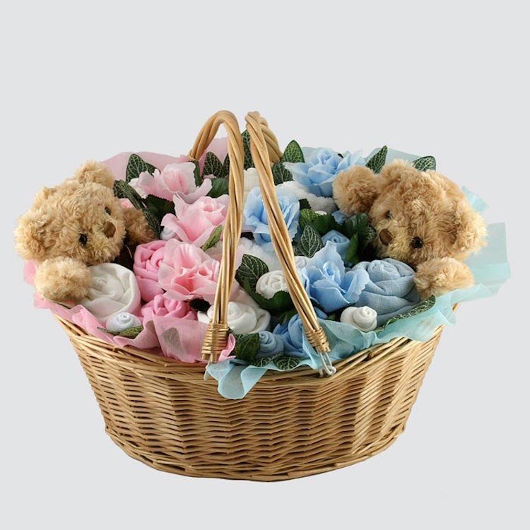 darčeky-dvojičky-darček-darček-košík-chlapec-dievča-plyšové zvieratká-medvede