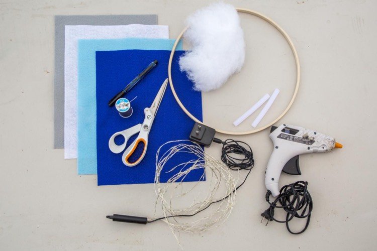 darčeky-dvojičky-narodenie-mobil-mraky-plsť-vyrobte si sami