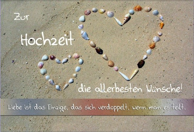 Srdce z mušlí na piesku Svadobné priania Zdieľanie-zdvojnásobí-lásky