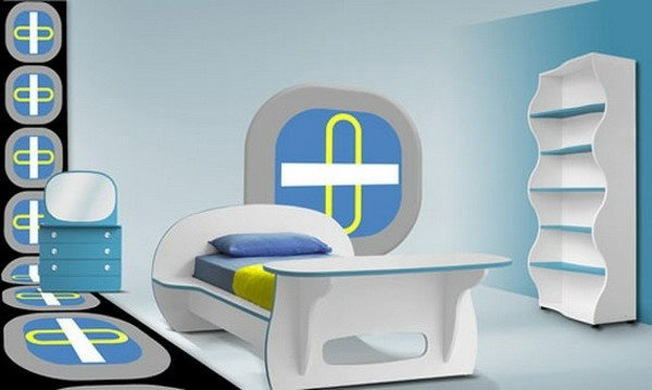 Moderný dizajn detskej izby v minimalistickom štýle Posteľ pre chlapca-moderná