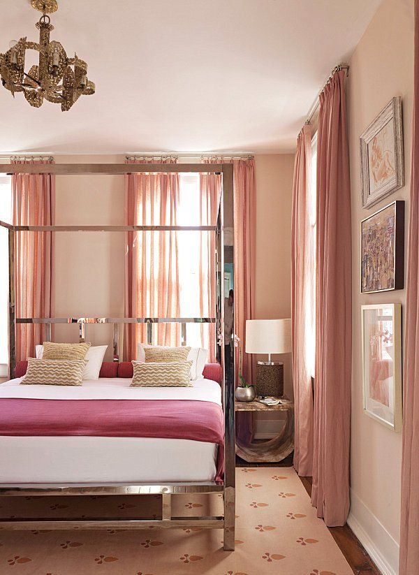 eklektická ružová podlaha do spálne