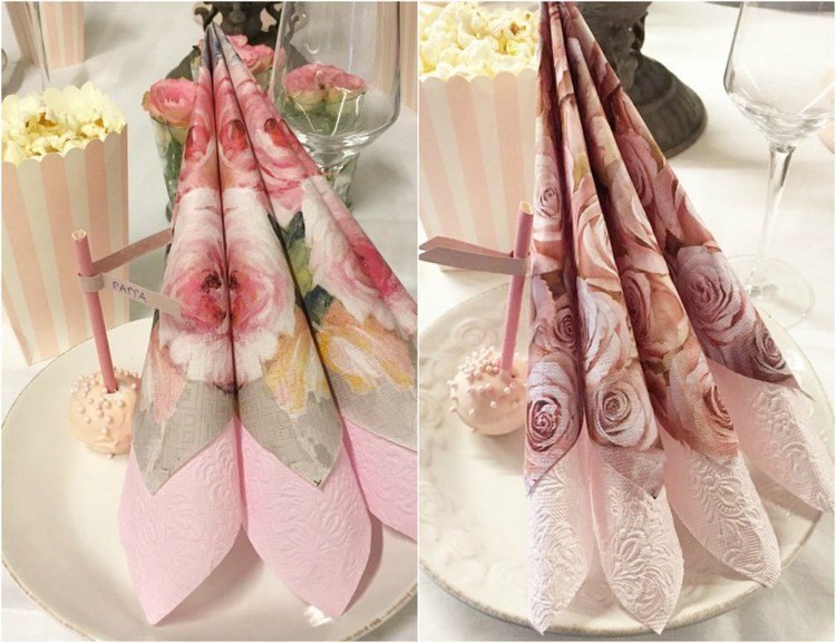 záhyby na obrúsky-elegantné-inšpirácie-kvetinové-motívy-papier